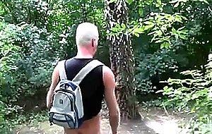 Exhibtionist caught wanking in the woods