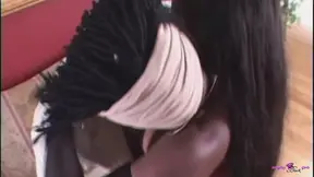 Black babe with huge tits gets an impressive tit fuck