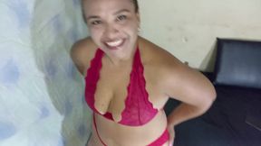 Hot Latin MILF gives sloppy deepthroat to make him cream