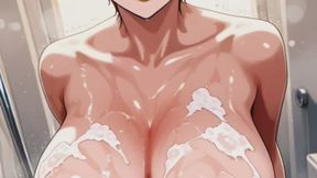 42. Lili take shower and wash her huge boobs
