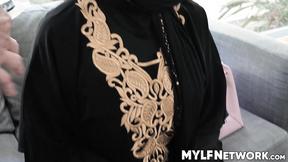 Horny Kylie Kingston sucks hard meat with her hijab with nerdy repairman Rion