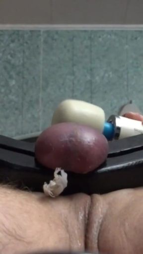 Male Slave in the Ball &amp; Wrist Stock with Machine Fuck &amp; CBT   Clip 2