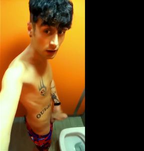 One Day in Waterpark - Urinal Pee, Almost Caught Jerk, Cum, Toilet Piss