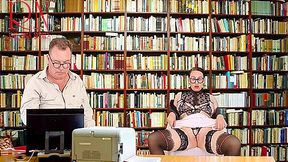 Library Manager Seduces Her Boss Shows Her Pussy Tits And Cunt. Naked Bitch Shows Striptease In The Library