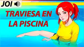 Seductive Spanish VO Strokes Naughty Pool Fantasy in Hot Joi Moment