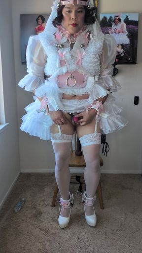 Sissy Bride Playing with Lots of Dildos