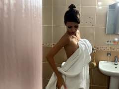 Cute curly brunette solo webcam masturbation