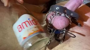 CBT Femboy BallBusting with a Glass Bottle