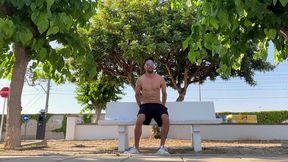 fully naked on the park bench