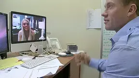 Skype call turns into a hardcore fucking with blonde MILF