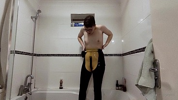 Behind the scenes: getting out of my latex catsuit after a long day of filming. I do love the way my skin looks when It's all...