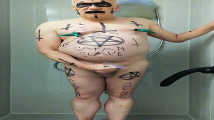 Satan slave takes a Satan enema on Satan's orders