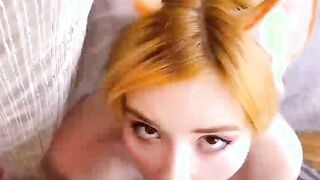 Deep blowjob with cum on face with eleme