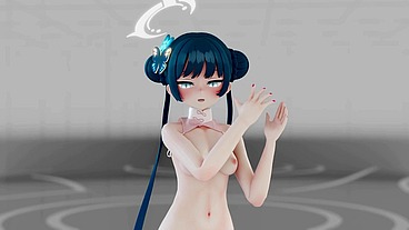 Blue Archive Ryuuge Kisaki Hentai Undress Dance Mmd 3D Blue Hair