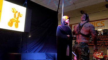 Belinda Rubio public bondage and fucked by Thorx