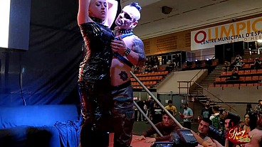 Belinda Rubio public bondage and fucked by Thorx