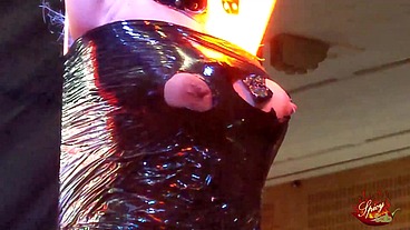 Belinda Rubio public bondage and fucked by Thorx