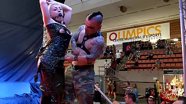 Belinda Rubio public bondage and fucked by Thorx