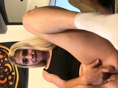 Rilee amateur blonde girl toying pussy using a large dildo
