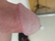 Struggling to pee with half hard cock after hot masturbation session