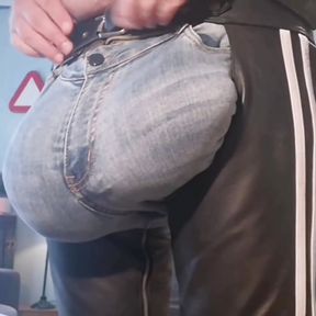 Jeans Bulge with Leather Chaps