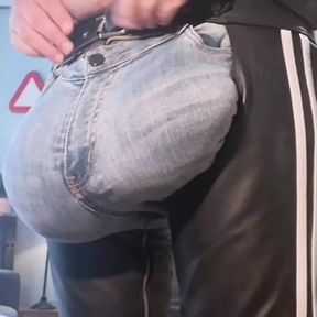 Jeans Bulge with Leather Chaps