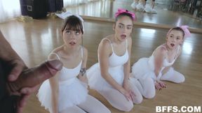 Little ballerinas Shae Celestine, Ashly Anderson and Athena Rayne fuck one guy