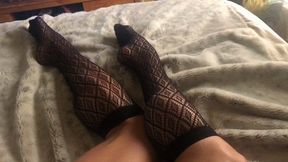 Lace Knee High Stockings Bed