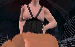 Stunning 3d brunette tranny vixen gets double teamed