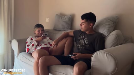 My stepsister won't let me finish a video game until I fuck her first