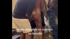 Three barely-legal men devour lovely brunette Belinha
