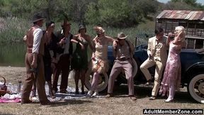 adultmemberzone - bobbi starr, dylan ryder, julia ann and natasha marley outdoor orgy