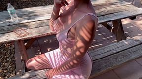 Artemisia Love Flirts Outdoor with Smoking Fetish in Florida