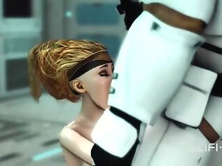 A sexy young hottie gets fucked by stormtrooper in the spaceships