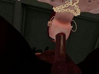 Second Life Ebony stud bangs white woman in her abode