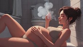 Pregnant Slave Smoking in Bondage - Moaning with Desire