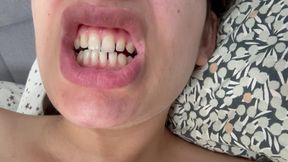 indian stepsister does mouth fetish and teeth and tongue fetish then eats food eats some snack then has food orgasm the food is delicious