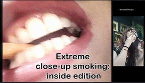 Extreme close-up Smoking. Inside Edition