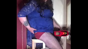 crossdresser gets masturbation by his machine