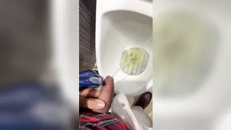 Businessman barebacked by big black cock in public toilet