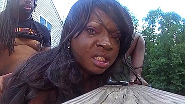 Cum watch me Drill Lisa Rivera 's chocolate pussy in the backyard