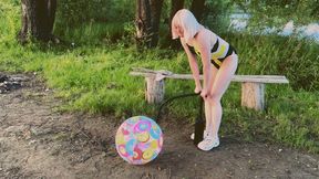 Alla destroys the beach ball