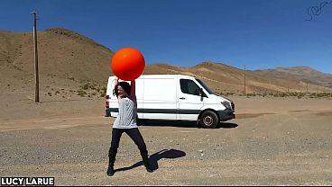 &quot_Vanlifer Pops A Giant Orange Balloon in the Desert&quot_