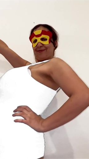 Huge Tits Tied Cosplay Super Heroine