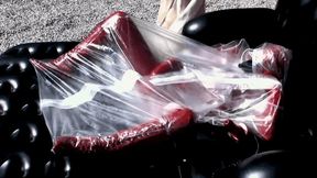 Outdoor Masturbation In Red Rubber Catsuit + Gas Mask And Plastic Tube - Part 2 of 2