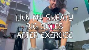 Lick my sweaty big soles after exercise - Goddess Marcy