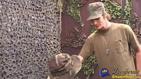 Mouthy soldier Ryley Nyce sucking off and getting fucked by his scruffy underling Ken