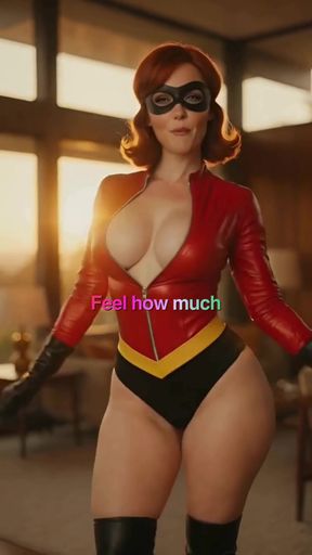 Curvy superheroine shows off her big ass and tits in a solo