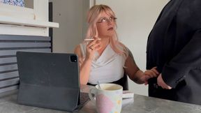 Secretary Gives Boss A smoking Handjob