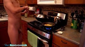 Chinese Food In Husband Cooking Naked In The Kitchen